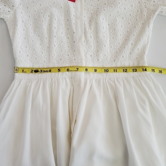 7140 * Catherine Malandrino Button Down Eyelet Dress Off White Size 4 - Picture 7 of 10